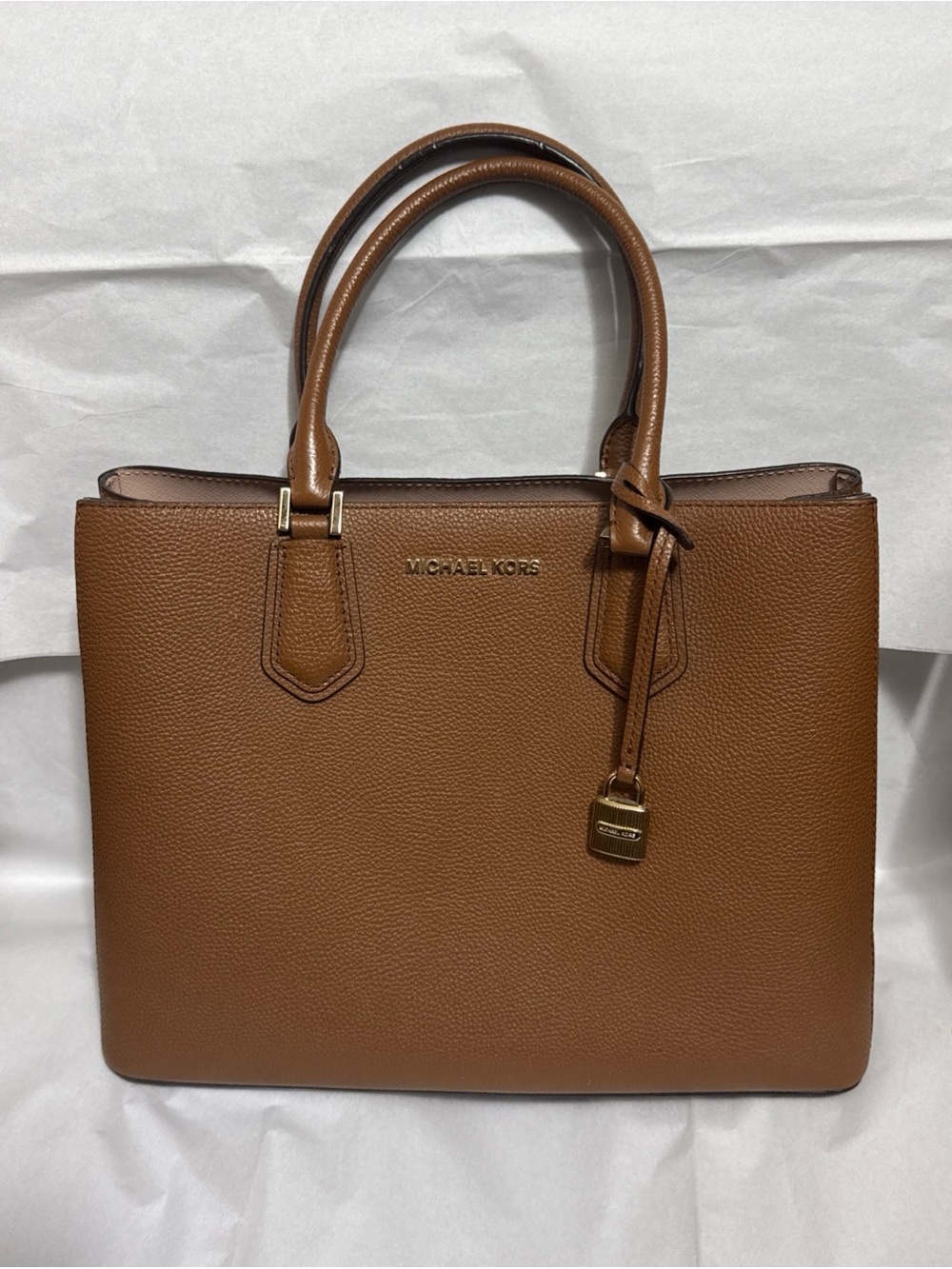Michael Kors Saddle Brown Pebbled Leather Tote - Picture 8 of 8